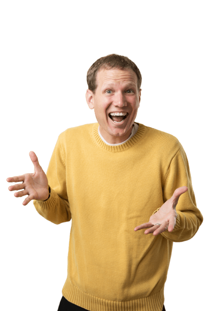 Luke Schlangen in a Yellow Sweater